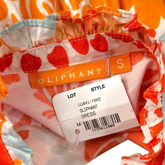 NWT Oliphant Yoke Antigua Orange Floral Tiered Swing Mini Dress SZ S - Picture 9 of 9